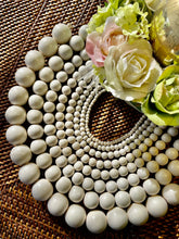 Wood Round Beads White (Bleached)