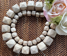 Wood Cube Diamond Hand Cut White Natural Wood