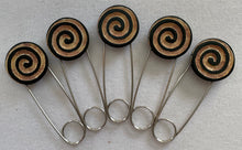 Brooch / Pin Beige/Black Spiral Design Hand Made