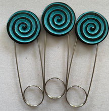 Brooch / Pin Blue/Black Spiral Design Hand Made