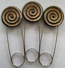 Brooch / Pin Beige/Black Spiral Design Hand Made